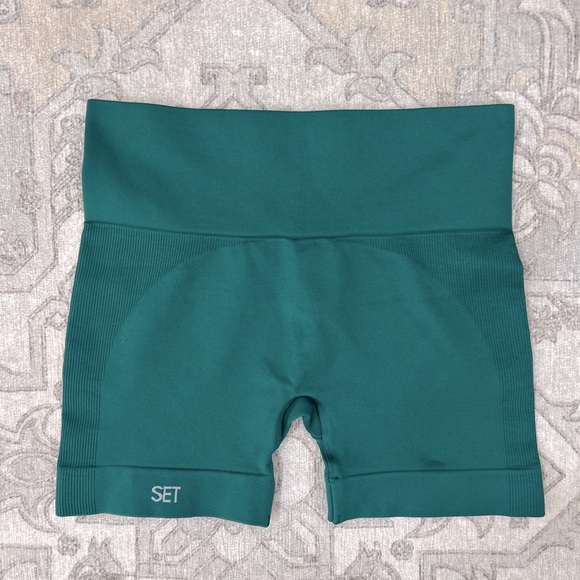 SET ACTIVE Sculptflex Teal Green Biker Shorts Women’s Size Medium - Picture 2 of 4